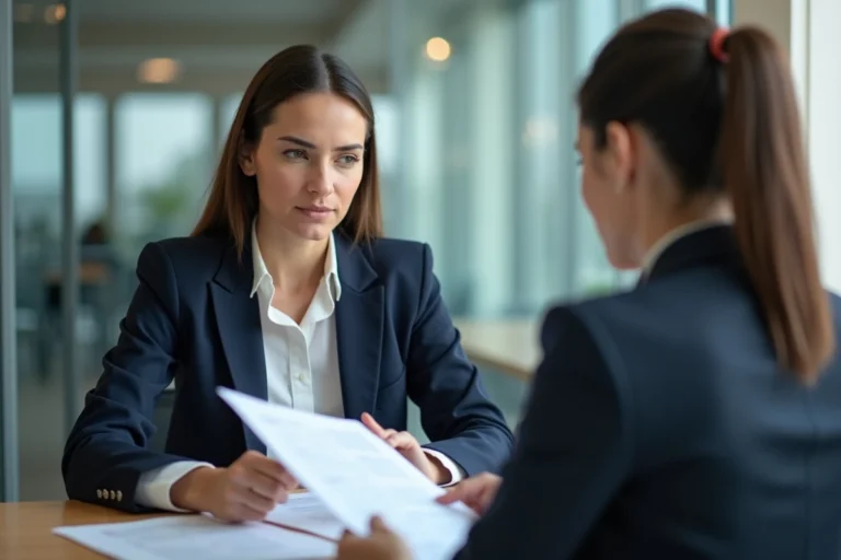Femme en entretien d'embauche dans un bureau moderne