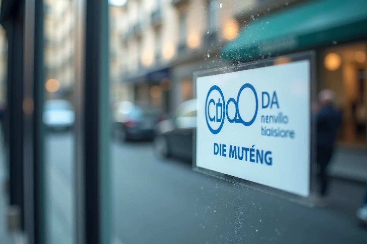 Vitrine d'un opticien partenaire Crédit Mutuel avec logo d'agrément visible en devanture de magasin